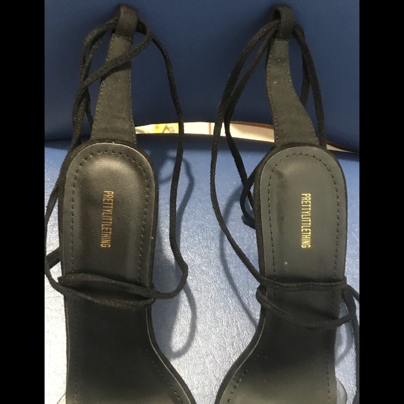 PLT suede/clear strap pointed lace-up stilettos - Picture 6 of 16